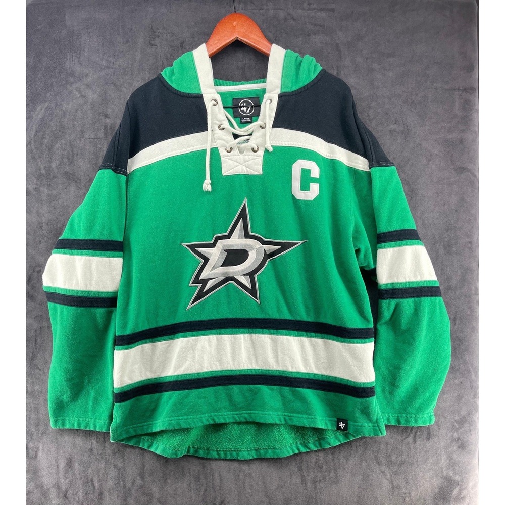 47 Brand Dallas Stars Jamie Benn #14 Hoodie Jersey Large NHL Hockey Green - Picture 1 of 7